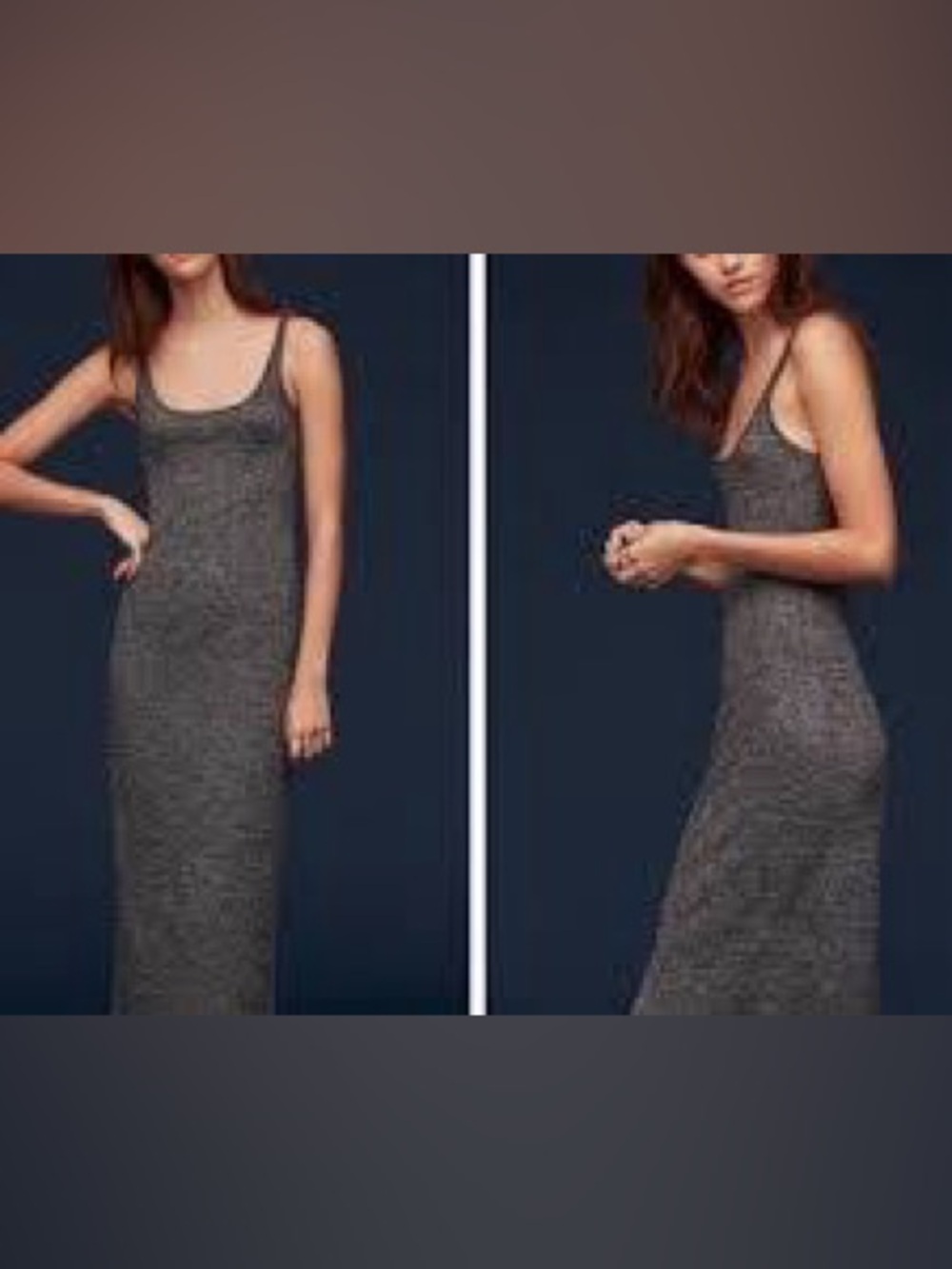 Babaton Aritzia Freddie Heathered Gray Midi Scoop Neck Slip Dress M